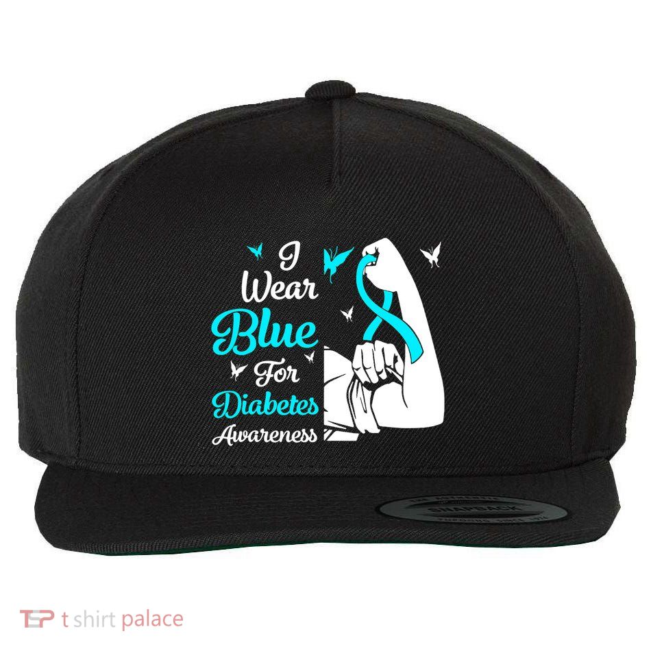 Type 1 Diabetes Awareness Bleached Rainbow Blue Ribbon Wool Snapback Cap