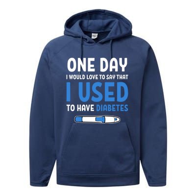 Type 1 Diabetic Diabetes Quotes Cure Type 1 Diabetes Gift Performance Fleece Hoodie