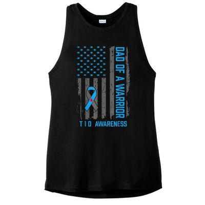 Type 1 Diabetes Awareness T1D Dad of Warrior Type 1 Diabetic Ladies PosiCharge Tri-Blend Wicking Tank