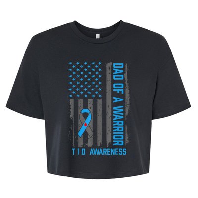 Type 1 Diabetes Awareness T1D Dad of Warrior Type 1 Diabetic Bella+Canvas Jersey Crop Tee