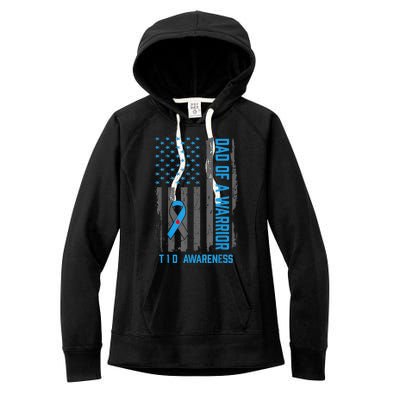 Type 1 Diabetes Awareness T1D Dad of Warrior Type 1 Diabetic Women's Fleece Hoodie