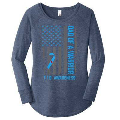 Type 1 Diabetes Awareness T1D Dad of Warrior Type 1 Diabetic Women's Perfect Tri Tunic Long Sleeve Shirt