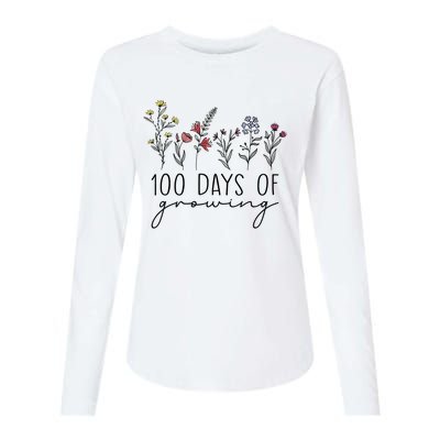 Teacher 100 Days Of Growing Womens Cotton Relaxed Long Sleeve T-Shirt