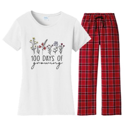 Teacher 100 Days Of Growing Women's Flannel Pajama Set