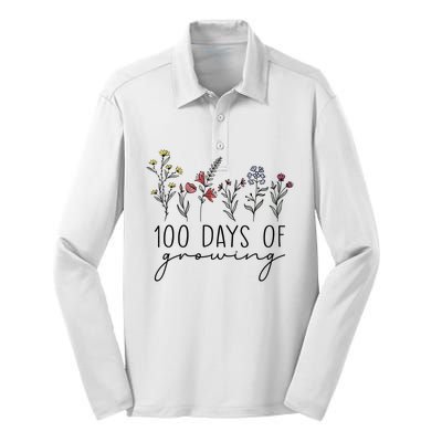 Teacher 100 Days Of Growing Silk Touch Performance Long Sleeve Polo