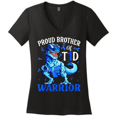 Type 1 Diabetes Proud Brother Of A T1d Warrior Women's V-Neck T-Shirt