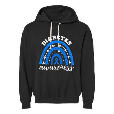 Type 1 Diabetes Awareness Ribbon T1D Blue Leopard Rainbow Garment-Dyed Fleece Hoodie