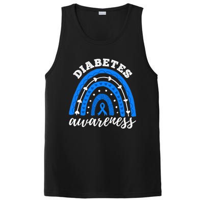 Type 1 Diabetes Awareness Ribbon T1D Blue Leopard Rainbow PosiCharge Competitor Tank