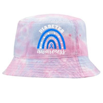 Type 1 Diabetes Awareness Ribbon T1D Blue Leopard Rainbow Tie-Dyed Bucket Hat