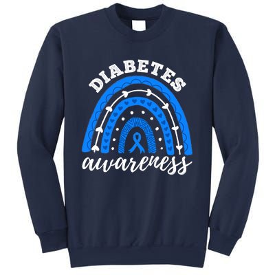 Type 1 Diabetes Awareness Ribbon T1D Blue Leopard Rainbow Sweatshirt