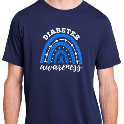 Type 1 Diabetes Awareness Ribbon T1D Blue Leopard Rainbow Adult ChromaSoft Performance T-Shirt