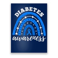 Type 1 Diabetes Awareness Ribbon T1D Blue Leopard Rainbow Poster