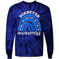 Type 1 Diabetes Awareness Ribbon T1D Blue Leopard Rainbow Tie-Dye Long Sleeve Shirt