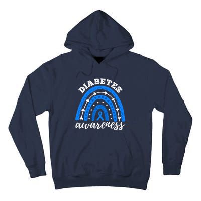 Type 1 Diabetes Awareness Ribbon T1D Blue Leopard Rainbow Tall Hoodie