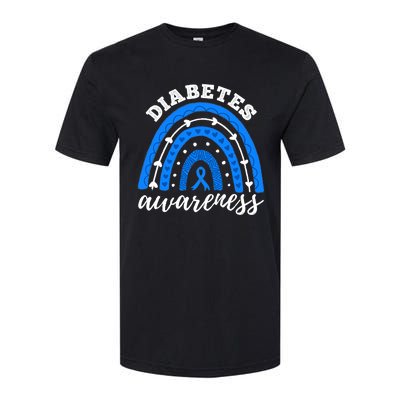 Type 1 Diabetes Awareness Ribbon T1D Blue Leopard Rainbow Softstyle CVC T-Shirt