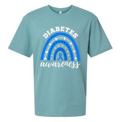 Type 1 Diabetes Awareness Ribbon T1D Blue Leopard Rainbow Sueded Cloud Jersey T-Shirt