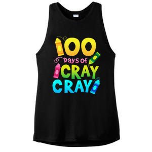 Teacher 100 Days Cray Cray Of School Gifts Ladies PosiCharge Tri-Blend Wicking Tank