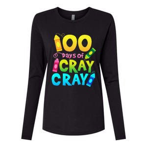 Teacher 100 Days Cray Cray Of School Gifts Womens Cotton Relaxed Long Sleeve T-Shirt