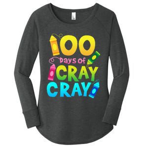 Teacher 100 Days Cray Cray Of School Gifts Women's Perfect Tri Tunic Long Sleeve Shirt