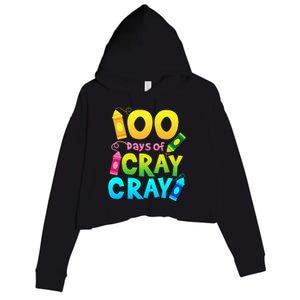 Teacher 100 Days Cray Cray Of School Gifts Crop Fleece Hoodie