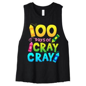 Teacher 100 Days Cray Cray Of School Gifts Women's Racerback Cropped Tank