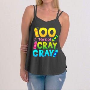 Teacher 100 Days Cray Cray Of School Gifts Women's Strappy Tank