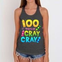 Teacher 100 Days Cray Cray Of School Gifts Women's Knotted Racerback Tank