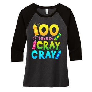 Teacher 100 Days Cray Cray Of School Gifts Women's Tri-Blend 3/4-Sleeve Raglan Shirt