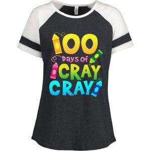 Teacher 100 Days Cray Cray Of School Gifts Enza Ladies Jersey Colorblock Tee