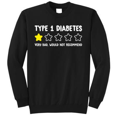 Type 1 Diabetes T1D One Star Rating Funny Awareness Sweatshirt