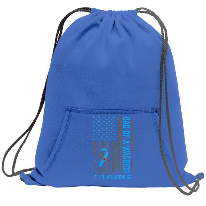 Type 1 Diabetes Awareness T1d Dad Of Warrior Type 1 Diabetic Sweatshirt Cinch Pack Bag