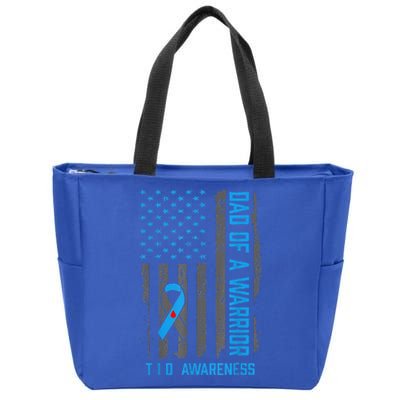 Type 1 Diabetes Awareness T1d Dad Of Warrior Type 1 Diabetic Zip Tote Bag