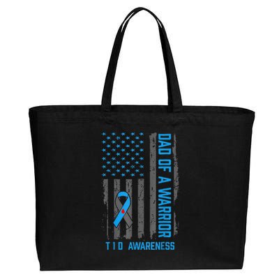 Type 1 Diabetes Awareness T1d Dad Of Warrior Type 1 Diabetic Cotton Canvas Jumbo Tote