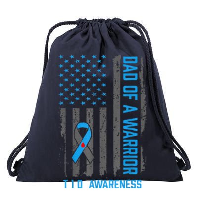 Type 1 Diabetes Awareness T1d Dad Of Warrior Type 1 Diabetic Drawstring Bag