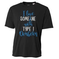 Type 1 Diabetes Love Juvenile Diabetes Blue Awareness Ribbon Cooling Performance Crew T-Shirt