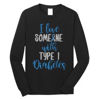 Type 1 Diabetes Love Juvenile Diabetes Blue Awareness Ribbon Long Sleeve Shirt