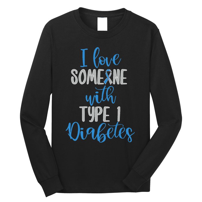 Type 1 Diabetes Love Juvenile Diabetes Blue Awareness Ribbon Long Sleeve Shirt