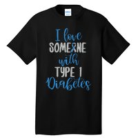 Type 1 Diabetes Love Juvenile Diabetes Blue Awareness Ribbon Tall T-Shirt