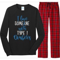 Type 1 Diabetes Love Juvenile Diabetes Blue Awareness Ribbon Long Sleeve Pajama Set