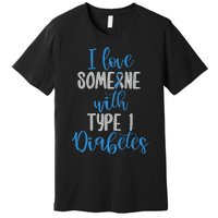 Type 1 Diabetes Love Juvenile Diabetes Blue Awareness Ribbon Premium T-Shirt