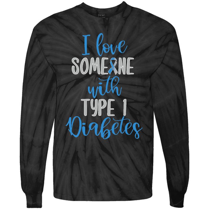 Type 1 Diabetes Love Juvenile Diabetes Blue Awareness Ribbon Tie-Dye Long Sleeve Shirt