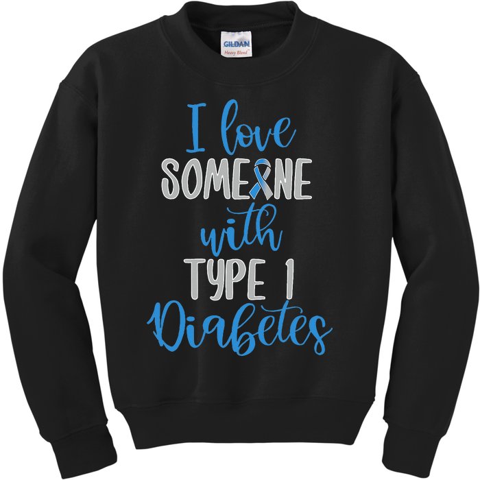 Type 1 Diabetes Love Juvenile Diabetes Blue Awareness Ribbon Kids Sweatshirt