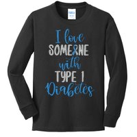 Type 1 Diabetes Love Juvenile Diabetes Blue Awareness Ribbon Kids Long Sleeve Shirt