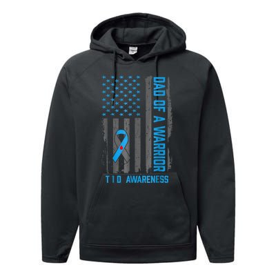 Type 1 Diabetes Awareness T1d Dad Of Warrior Type 1 Diabetic Performance Fleece Hoodie