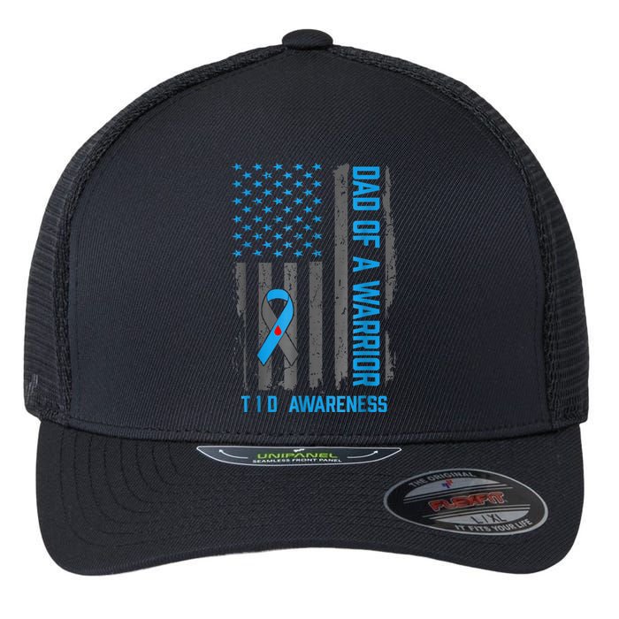 Type 1 Diabetes Awareness T1d Dad Of Warrior Type 1 Diabetic Flexfit Unipanel Trucker Cap