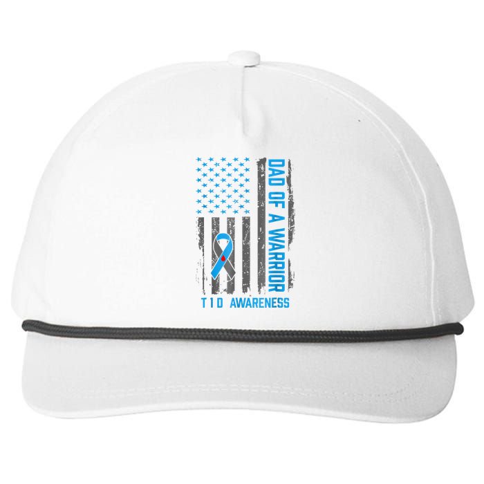 Type 1 Diabetes Awareness T1d Dad Of Warrior Type 1 Diabetic Snapback Five-Panel Rope Hat