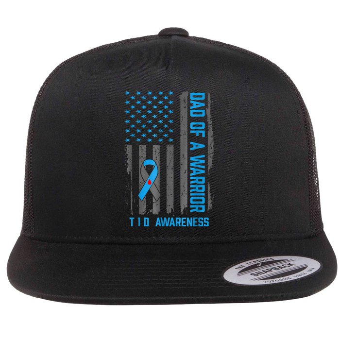 Type 1 Diabetes Awareness T1d Dad Of Warrior Type 1 Diabetic Flat Bill Trucker Hat