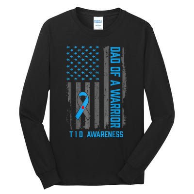 Type 1 Diabetes Awareness T1d Dad Of Warrior Type 1 Diabetic Tall Long Sleeve T-Shirt