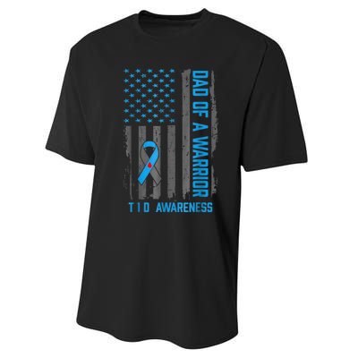 Type 1 Diabetes Awareness T1d Dad Of Warrior Type 1 Diabetic Performance Sprint T-Shirt