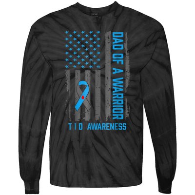 Type 1 Diabetes Awareness T1d Dad Of Warrior Type 1 Diabetic Tie-Dye Long Sleeve Shirt